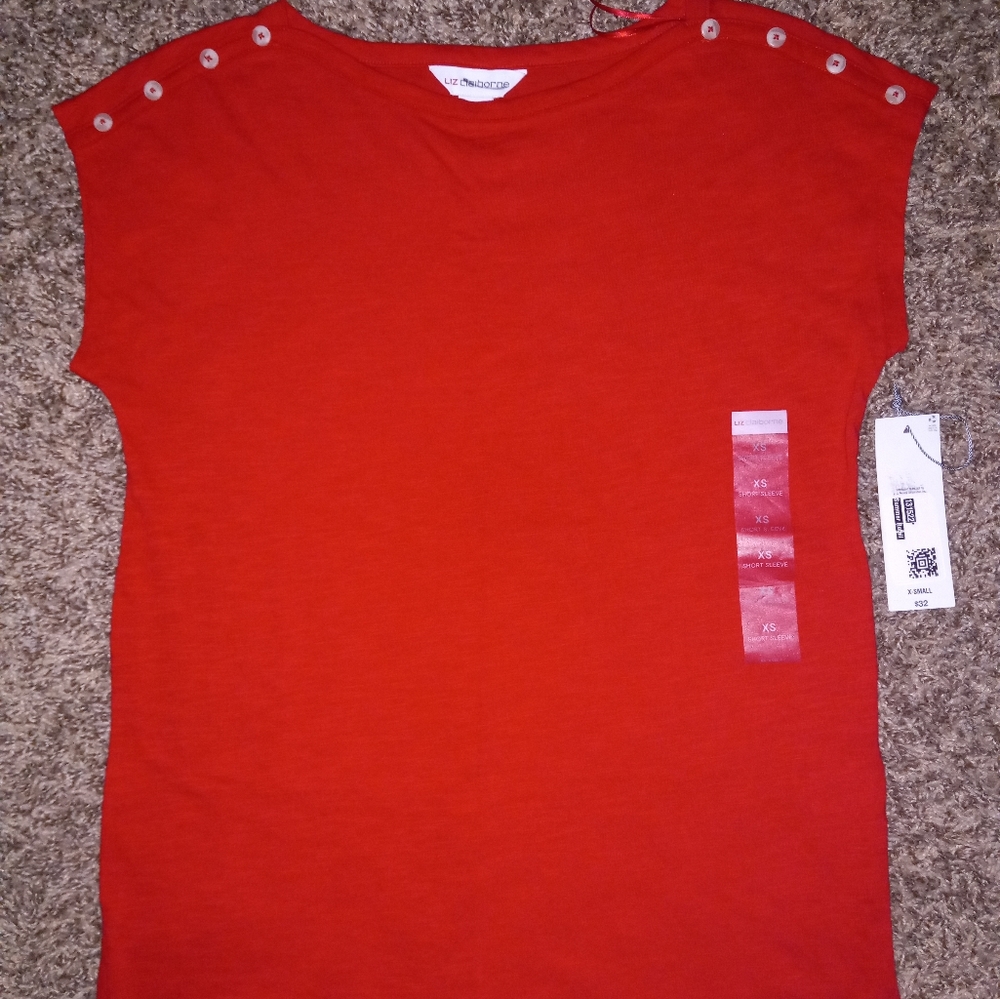 Liz Claiborne NWT XS S Red Shirt Top